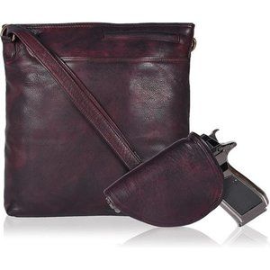 Leather Concealed Carry Crossbody Purse Bag for Women and Men